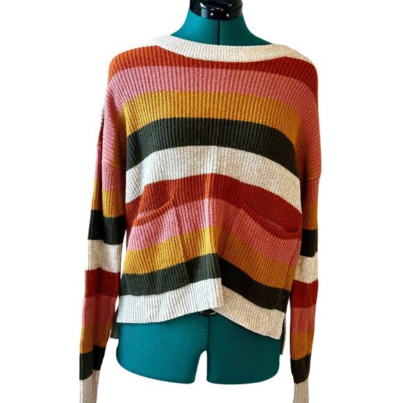 Madewell Patch Pocket Pullover Sweater Arctic Ice Walton Stripe Women’s Small - Picture 4 of 8